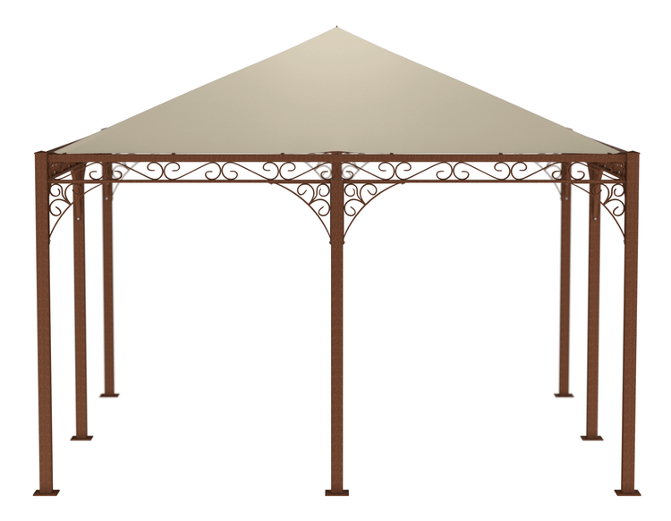 Pavillon ELEO Palermo 4 x 4 m unbeschichtet - Edelrost | mit Sonnensegel ecru