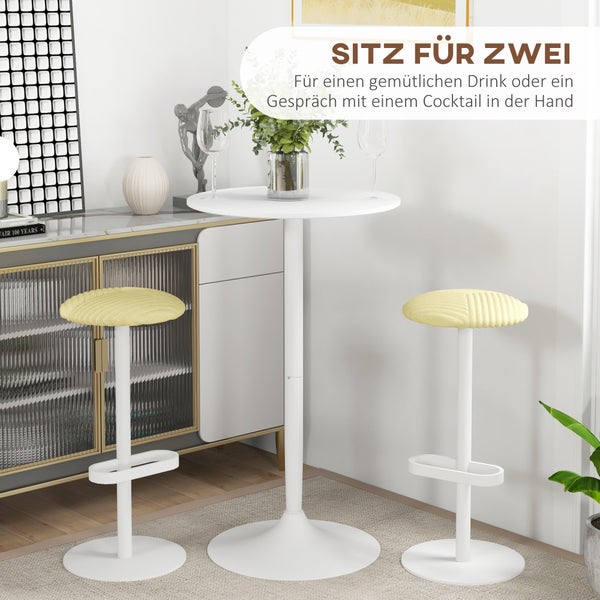 HOMCOM Bartisch Stehtisch Esstisch Runder Tresentisch, Küchentisch für Wohnzimmer, Esszimmer, Stahl, Weiß, Ø60 x 102 cm