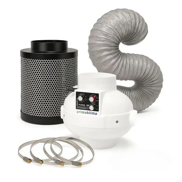 Prima Klima Aktivkohlefilter Set mit Rohrventilator Schlauch und Schlauchschellen zur Luftreinigung