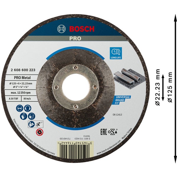 Bosch PRO Metal Schleifscheibe 125 x 6 x 22,23 mm - 2608600223