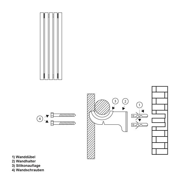 ECD Germany Design Paneelheizkörper Stella 480 x 1600 mm Chrom Mittelanschluss mit Anschlussgarnitur inkl. Thermostat Durchgang Boden - Flach Einlagig Vertikal - Heizkörper Badheizkörper Bad Heizung