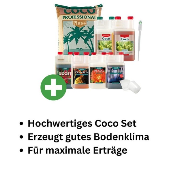 Canna Coco Mix Set Medium – Komplettset mit 50L Canna Coco Plus, Coco A & B (je 1L) + Boost, PK 13/14, Rhizotonic & mehr – Inkl. Pipette für präzise Nährstoffdosierung