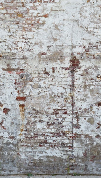 Backsteinmauer mit abblätternder Putzschicht