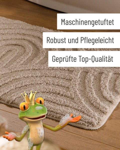 Maschinengeftuftete Badematte, robust und pflegeleicht in geprüfter Qualität.