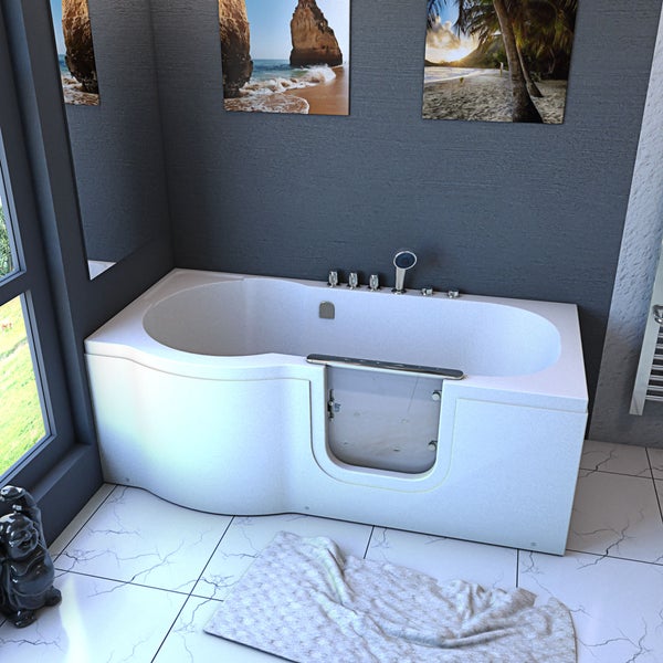 Sitzbadewanne Senioren Wanne Sitzwanne mit Tür S12-TH-AIR-R 85x170 cm