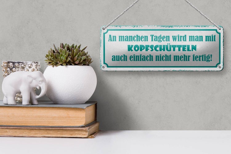 Blechschild Spruch 27x10cm an manchen Tagen wird man mit Dekoration
