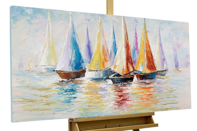 Handgemaltes Gemälde Acrylfarbe 120x60cm Weiß