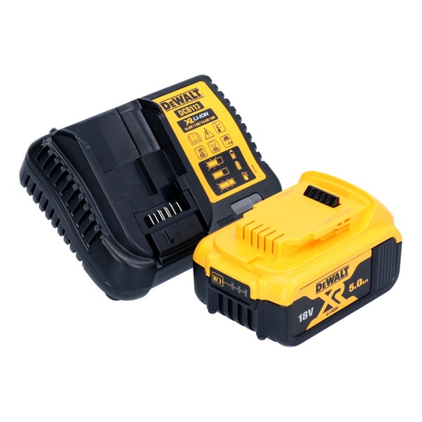 DeWalt Akku-Ladegerät-Set mit 18 Volt 5,0 Amperestunden XR Lithium-Ionen Akku und DCB113 Ladegerät.