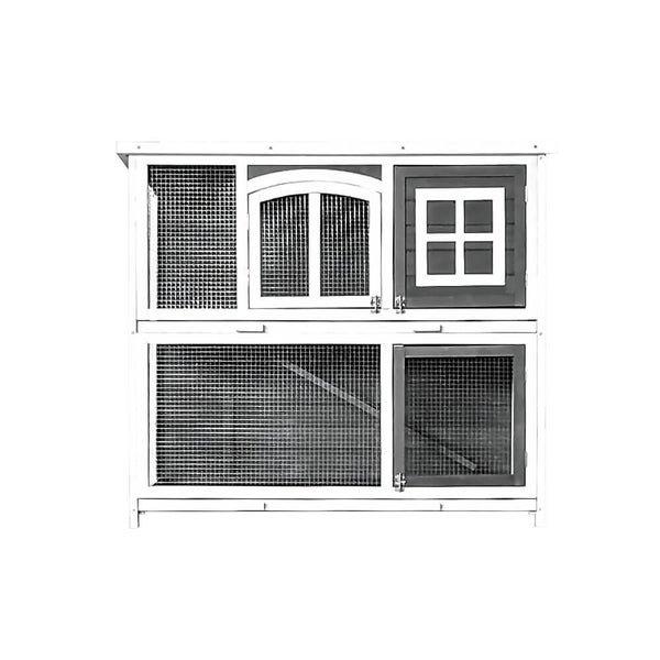 Home Deluxe Kaninchenstall aus Holz MINO – 122 x 108 cm I Wetterfestes Tannenholz-Gehege für drinnen & draußen