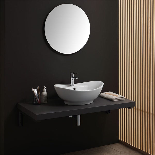 Aufsatzwaschbecken aus Keramik, ovale Form und weiße Farbe