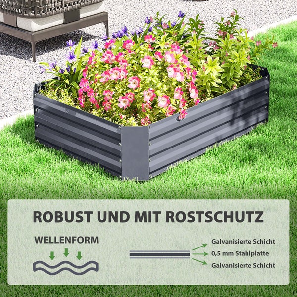 Outsunny Hochbeet aus Stahl, Pflanzbeet Frühbeet Gartenbeet Blumenkasten stapelbar, Pflanzkasten Gemüsebeet 120x90x30cm für Garten Balkon, Pflanzkübel für Blumen, Pflanzen, Gemüse