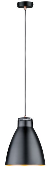 Moderne Pendelleuchte mit Maßangaben, Durchmesser 260 Millimeter, Höhe 110 Zentimeter, Baldachin 100 Millimeter.