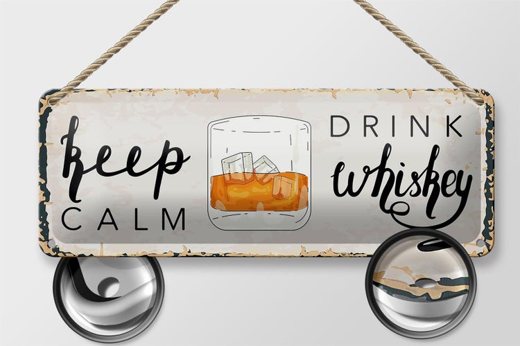 Blechschild Spruch Keep Calm Drink Whisky 27x10cm
