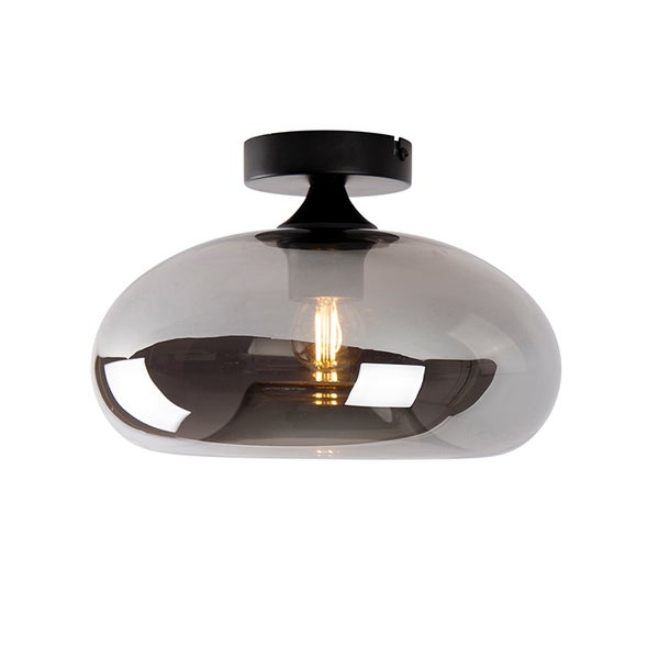 Deckenleuchte mit Glasschirm und schwarzer Halterung