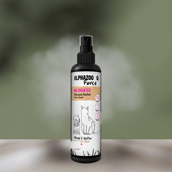 ALPHAZOO MilbHunter Milbenspray 100ml für Hunde und Katzen I Starkes Anti Milbenmittel