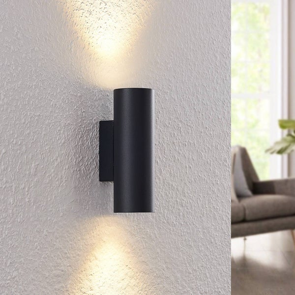 Lindby Wandleuchte, Wandlampe Innen Joffrey (Modern) in Schwarz aus Aluminium (2 flammig GU10) - Wandstrahler Wandbeleuchtung Schlafzimmer / Wohnzimmer Wohnzimmerleuchte