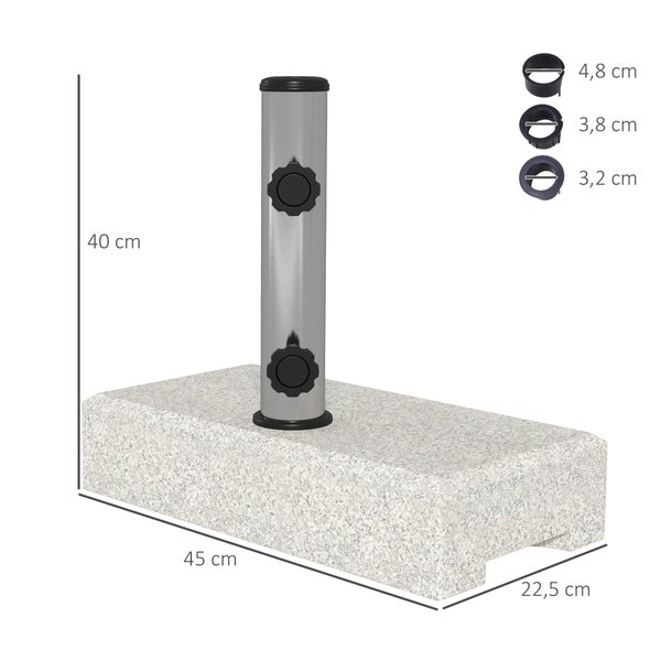 Outsunny Sonnenschirmständer 25kg Ständer für Halbrund Sonnenschirm mit Ø 32/38/48 mm Stange, Sonnenschirmfuß für Garten, Balkon, Granit, Grau 45 x 22,5 x 40 cm
