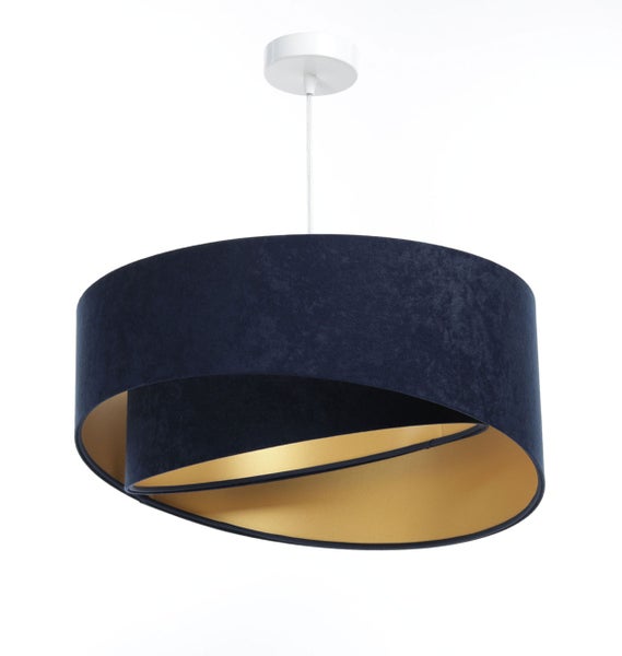 Pendelleuchte Hängeleuchte Henny P Velours marine blue & gold Ø 45 cm 11135
