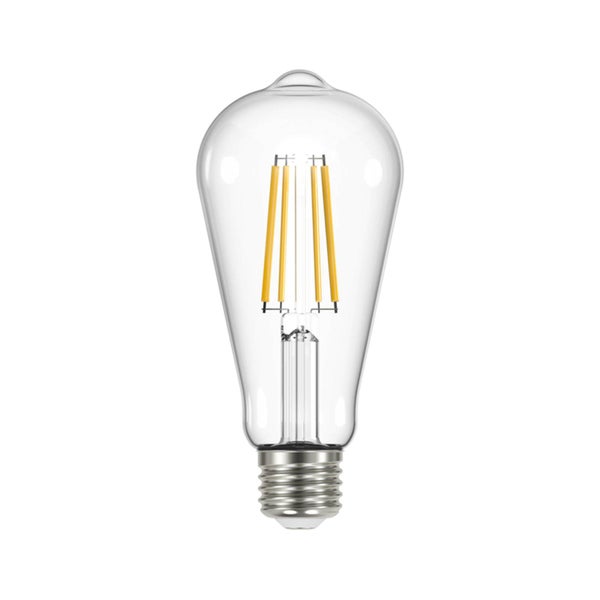 LED-Filament-Leuchtmittel in Edison-Form mit E27-Sockel aus klarem Glas.