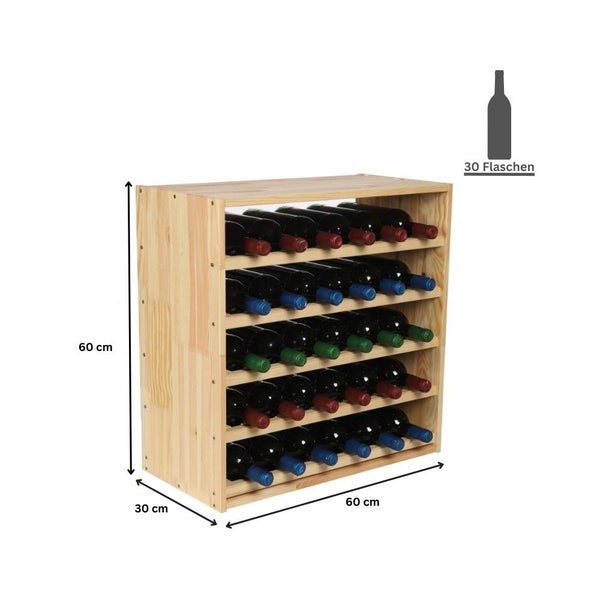 PROREGAL Modulares Weinregal Vincellar Mod HxBxT 60 x 60 x 30 cm Standard Modul Für 30 Flaschen Massives Kiefernholz Natur