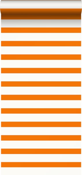 ESTAhome Tapete Streifen Orange und Weiß - 53 cm x 10.05 m - 115872