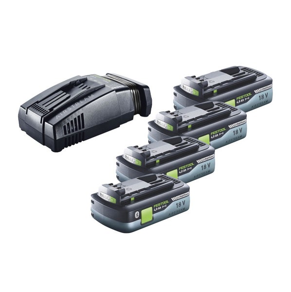 Festool Energie Set 4x BP 18 Li 4,0 Ah HPC-ASI Akkupack 18V 4,0 Ah HighPower ( 4x 205034 ) + SCA 16 Schnellladegerät 10,8 V - 18 V ( 576953 ) + Systainer