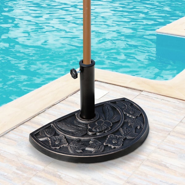 Outsunny Sonnenschirmständer aus Edelstahl Schirmständer mit Griffe, halbrund Schirmhalter, Schirmgewichtfür Sonnenschirm Ø3,8-Ø4,8 cm, für Balkon, Terasse, Garten, Bronze