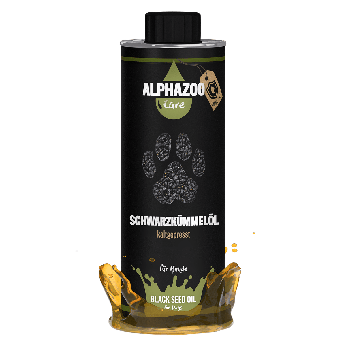 ALPHAZOO Premium Schwarzkümmelöl 500ml für Hunde I Echter Schwarzkümmel kaltgepresst