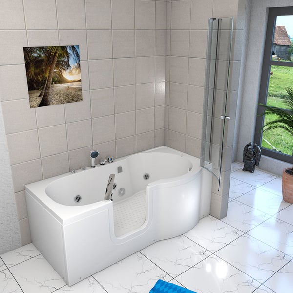Seniorendusche Wanne Whirlpool S12D-EH-WP-L-EC 170x85cm