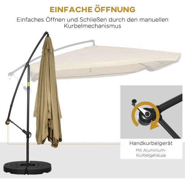 Outsunny Ampelschirm, Sonnenschirm mit Netzseiten, 295 x 295 cm, Stahl, Polyester, Beige