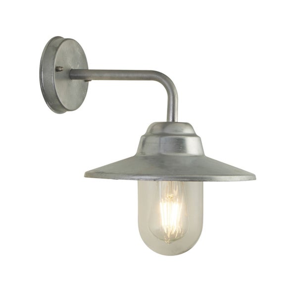 Wandleuchte aus Metall mit transparentem Lampenschirm für den Außenbereich