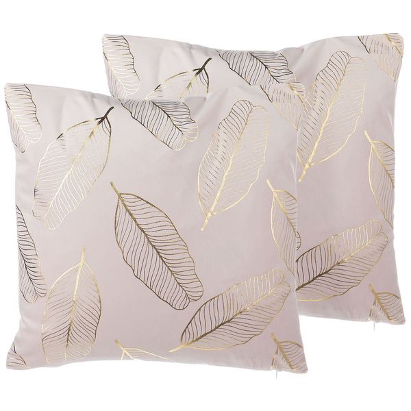Dekokissen 2er Set FREESIA Samtstoff 45 x 45 cm Rosa Pflanzenmuster