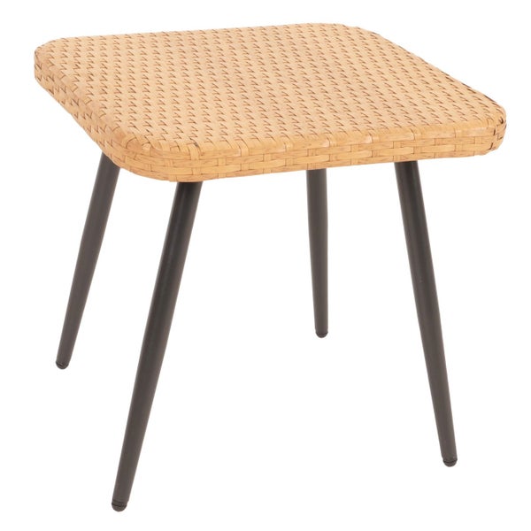 Quadratischer Beistelltisch mit Flechtmuster und Metallbeinen