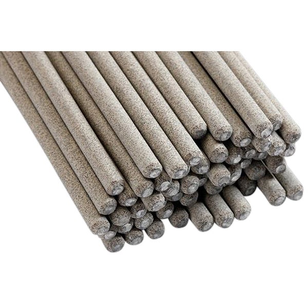 Bündel von Stabelektroden mit grauer Umhüllung für Schweißarbeiten.