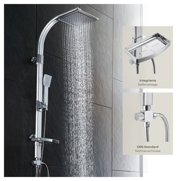 Maßzeichnung einer barrierefreien Badewanne mit Duschwand, Maße 170 Zentimeter Länge, 60 Zentimeter Höhe und 200 Zentimeter Gesamthöhe.