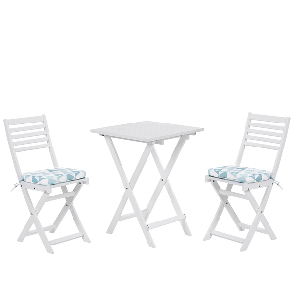 Bistro Set inkl. Kissen klappbar FIJI Akazienholz Blau