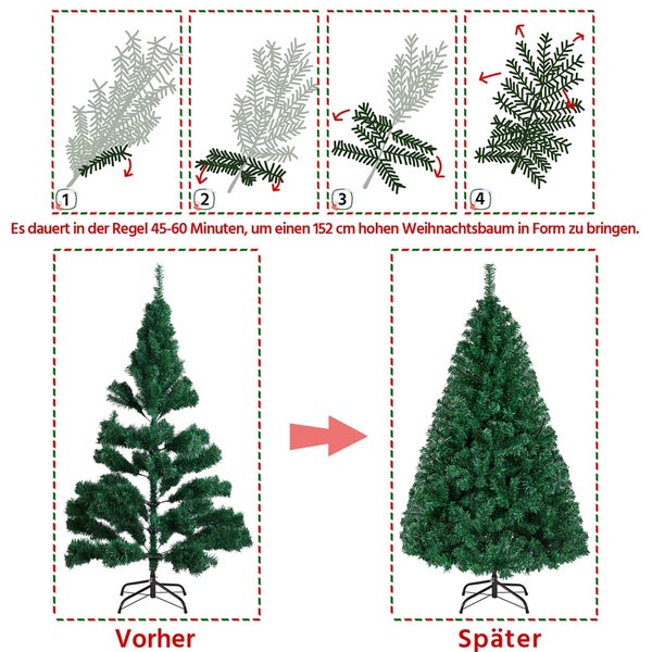 Anleitung zum Aufbau eines künstlichen Weihnachtsbaums mit Montagehinweisen