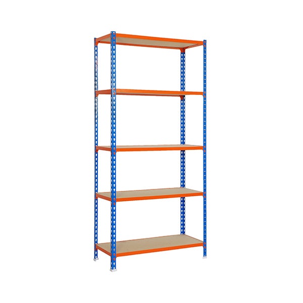 PROREGAL Schwerlastregal Big Muli HxBxT 200 x 110 x 30 cm 5 Fachböden Fachlast 200 kg Blau-Orange