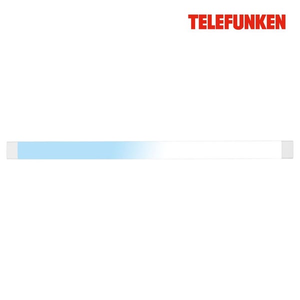 Telefunken LED-Lichtleiste mit einstellbarer Farbtemperatur und Telefunken Logo.