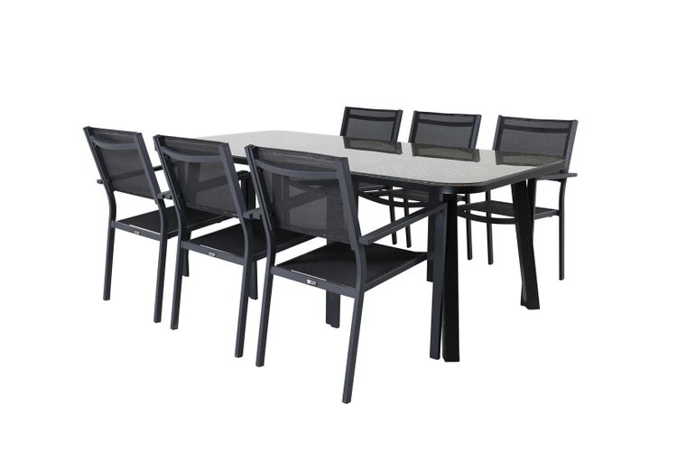 Gartentisch mit sechs Stühlen für den Außenbereich