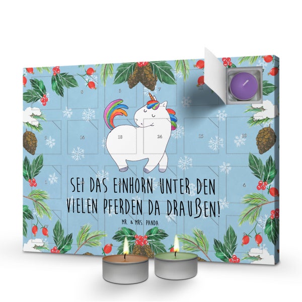 Mr. & Mrs. Panda Duftkerzen Adventskalender Einhorn Stolzieren - Blau Pastell