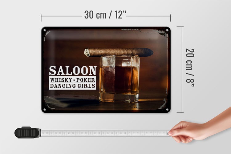 Blechschild Spruch Saloon Whisky Poker Dancing Girls 30x20cm