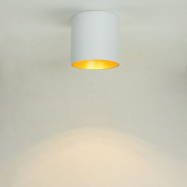 Weiße Deckenleuchte mit zylindrischem Lampenschirm