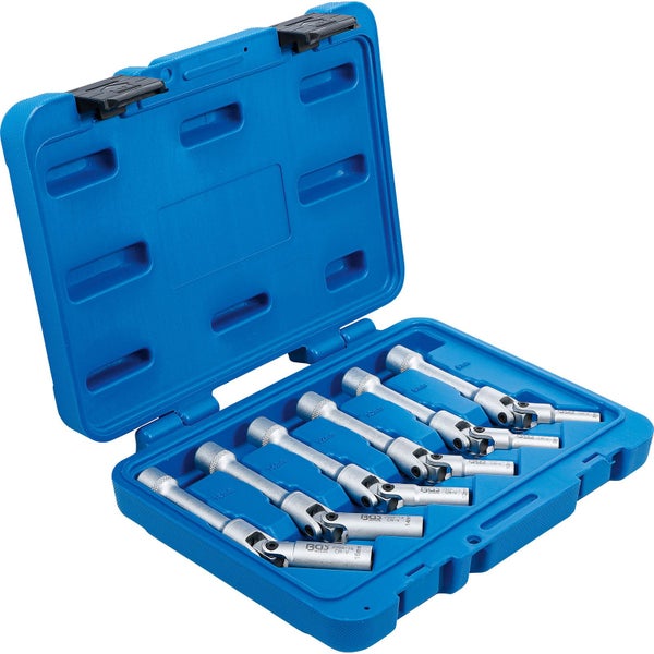 BGS Universal Glühkerzen-Gelenkschlüssel-Satz Sechskant Antrieb Innenvierkant 10 mm (3/8) SW 8 - 16 mm 6tlg. extra lang - 2986
