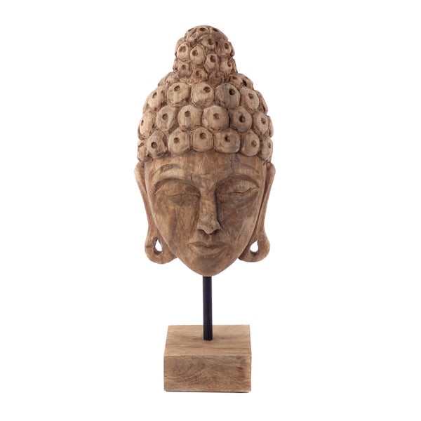 Skulptur Buddha Bali  Mangoholz, auf Sockel naturfarben