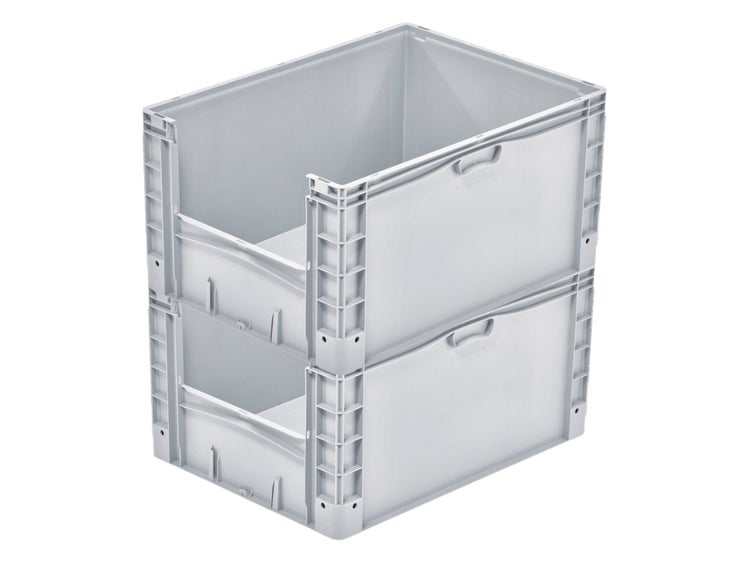 PROREGAL SparSet 2x Euro-Norm Großbehälter Insight HxBxT 42 x 60 x 80 cm 168 Liter Grau Eurobehälter Transportbox
