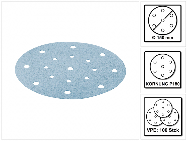Festool STF D150/16 Schleifscheiben 150 mm Granat P180 GR / 100 Stück ( 496981 )