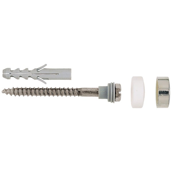 Befestigungsset mit Schraube, Dübel, Abstandshalter und Hülse