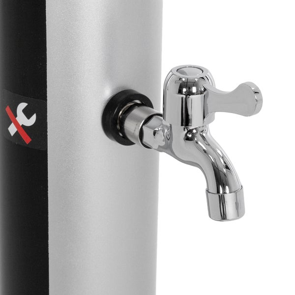 ML-Design Solardusche 35L 217,5cm rund mit Fußdusche und Regenduschkopf Silber-Schwarz, warmes Wasser, 60°C ohne Stromanschluss, mit Gartenschlauch-Anschluss, Solar Gartendusche Außendusche Pooldusche