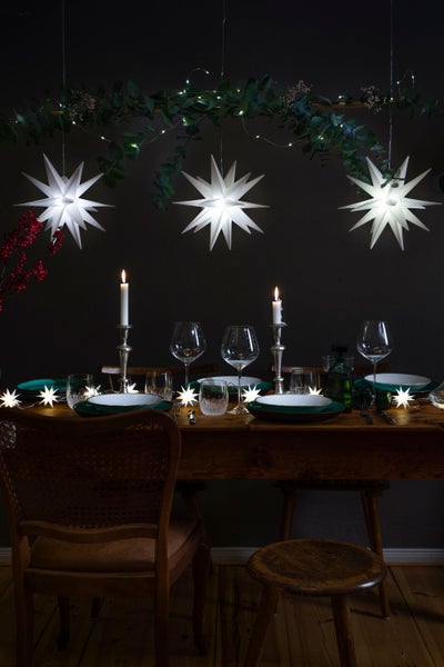Sterntaler Dekostern | Weihnachtsstern | 18-Zacker | Faltstern | Kunststoff | 55cm | Außen | Glühbirne | Netzstecker